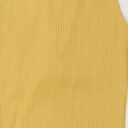 H&M Womens Yellow Viscose Bodysuit One-Piece Size M Snap