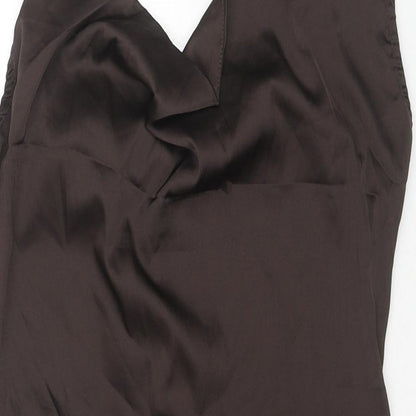 PARISIAN SIGNATURE Womens Brown Polyester Slip Dress Size 12 Cowl Neck Zip