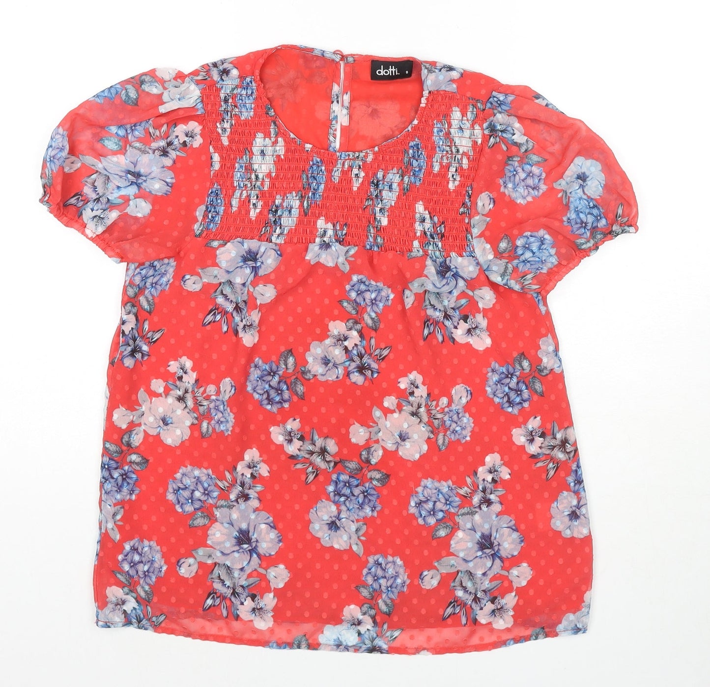 Womens UK Size 8 Dotti Red Basic Blouse