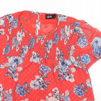 Womens UK Size 8 Dotti Red Basic Blouse