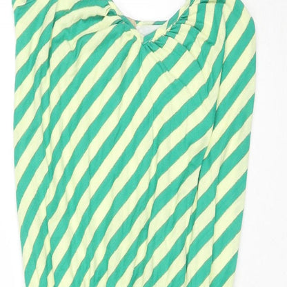 Ella Moss Womens Green Striped Polyester Tank Dress Size S V-Neck Pullover - Glitter