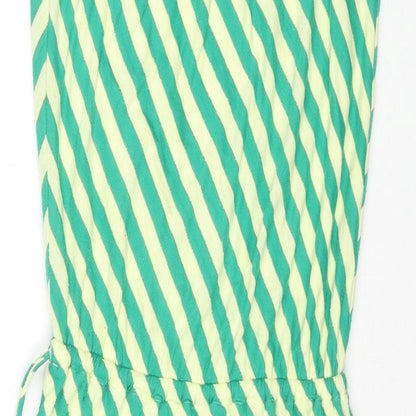 Ella Moss Womens Green Striped Polyester Tank Dress Size S V-Neck Pullover - Glitter