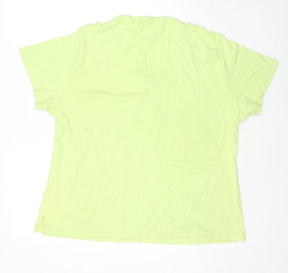 Stephanie Rogers Womens Green Cotton Basic T-Shirt Size 3XL V-Neck