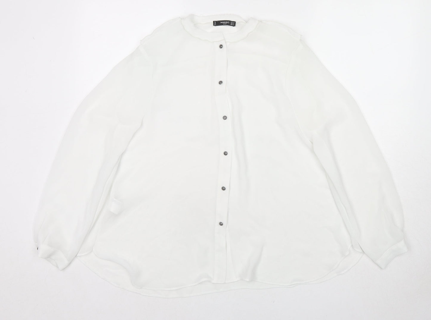 Womens UK Size M Mango White Basic Button-Up