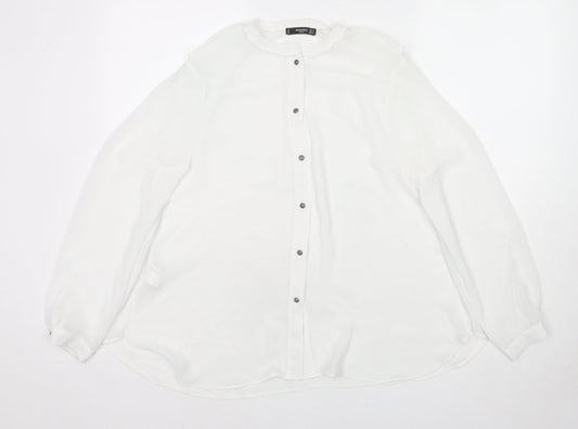 Womens UK Size M Mango White Basic Button-Up