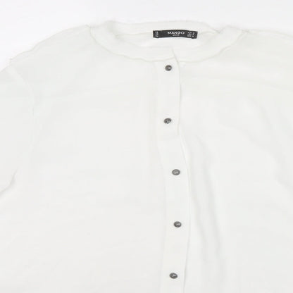 Womens UK Size M Mango White Basic Button-Up