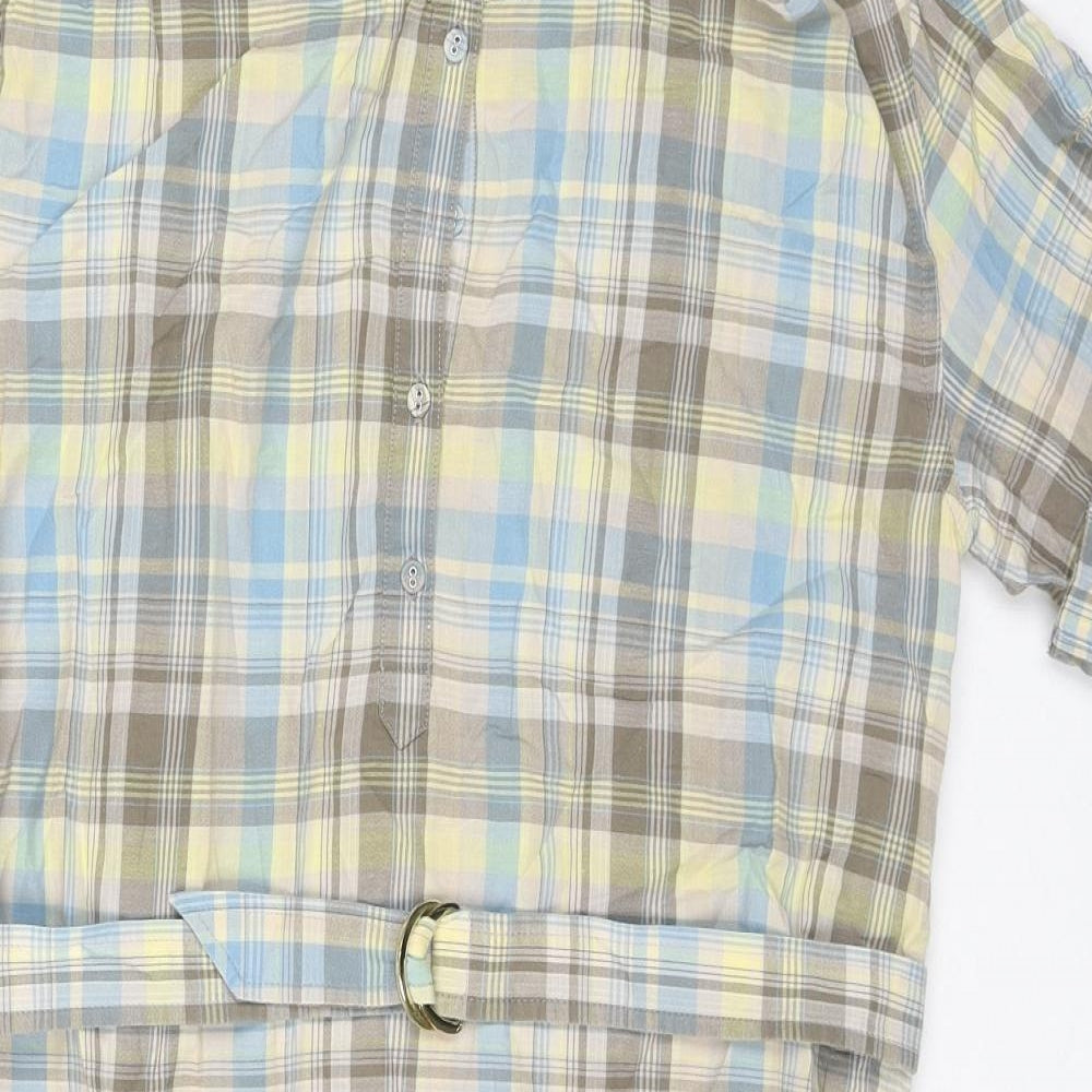 Gap Womens Beige Check Cotton Shirt Dress Size 12 Round Neck Button