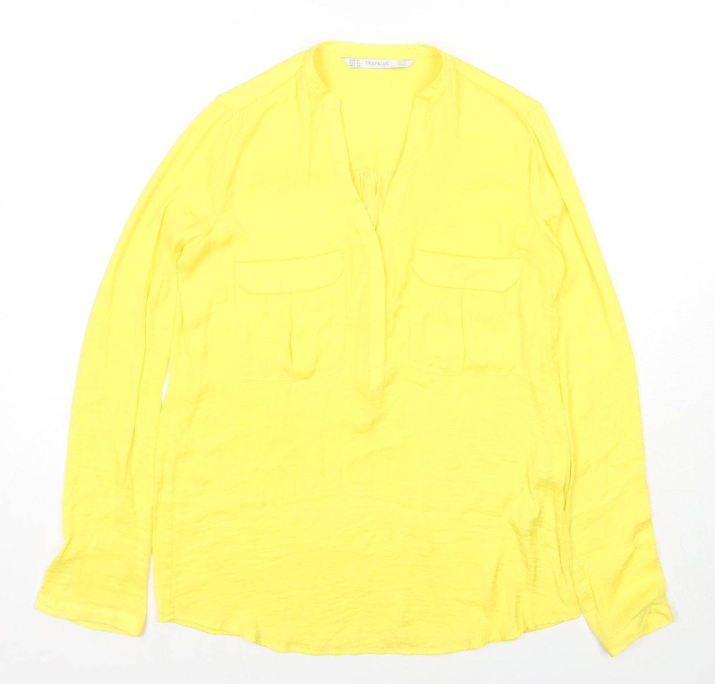 Womens UK Size XS Zara Yellow Basic Button-Up