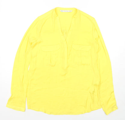 Womens UK Size XS Zara Yellow Basic Button-Up