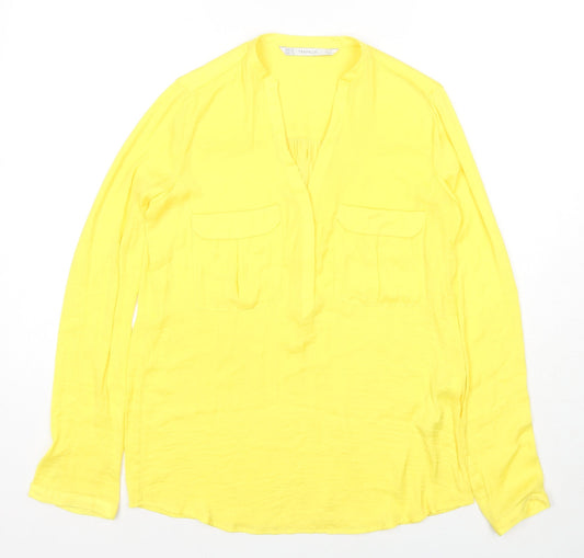 Womens UK Size XS Zara Yellow Basic Button-Up