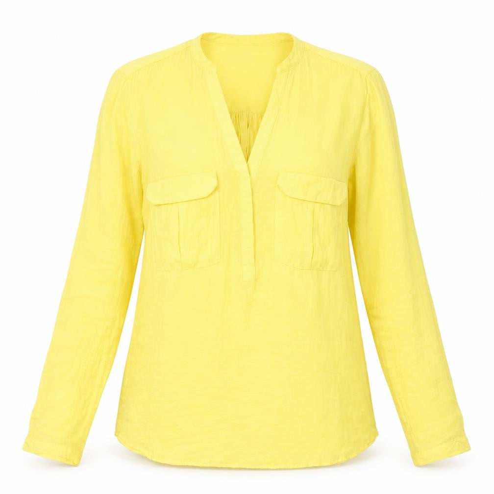 Womens UK Size XS Zara Yellow Basic Button-Up