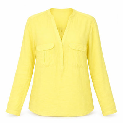Womens UK Size XS Zara Yellow Basic Button-Up