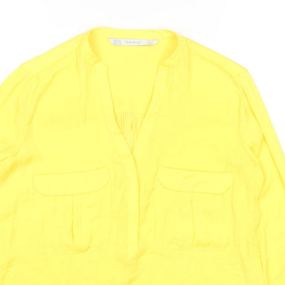 Womens UK Size XS Zara Yellow Basic Button-Up