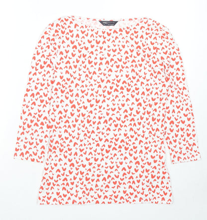 Garfield & Marks Womens Multicoloured Geometric Cotton Basic T-Shirt Size 10 Boat Neck - Hearts