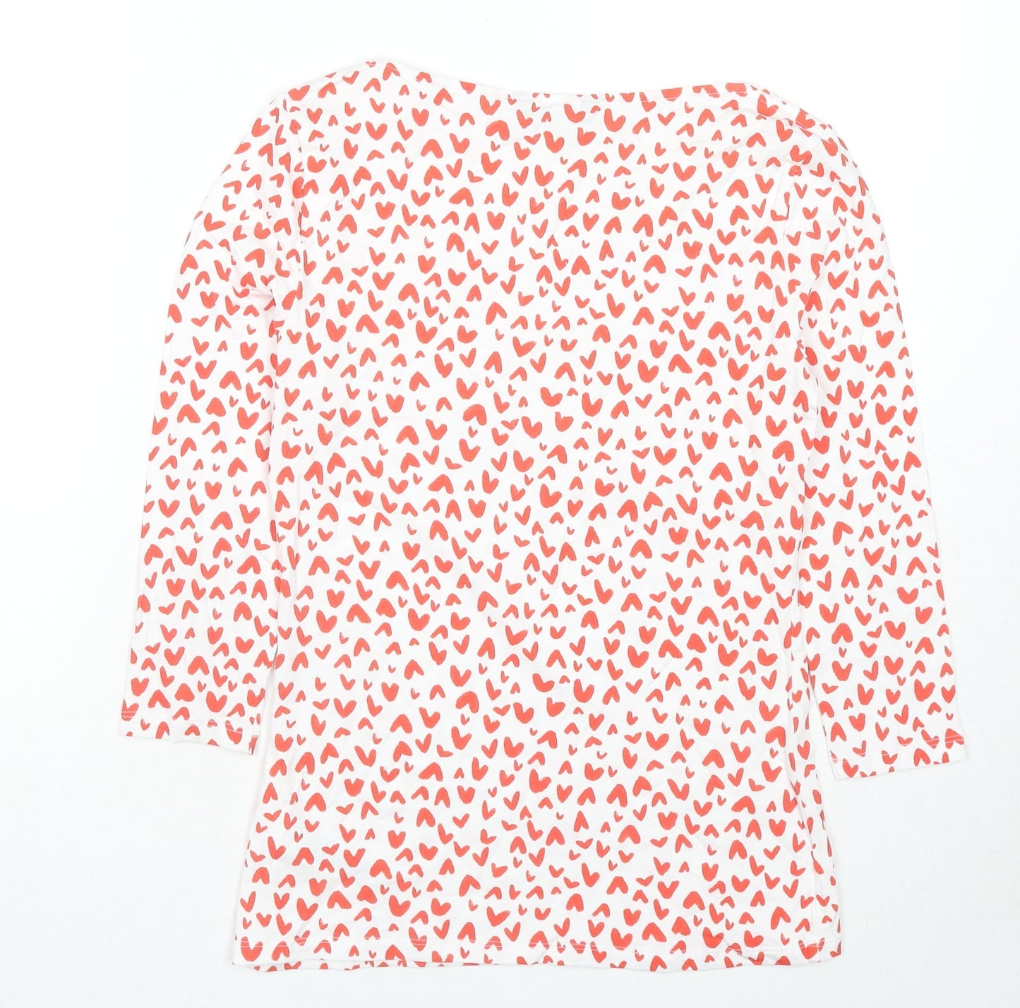 Garfield & Marks Womens Multicoloured Geometric Cotton Basic T-Shirt Size 10 Boat Neck - Hearts