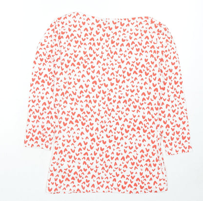 Garfield & Marks Womens Multicoloured Geometric Cotton Basic T-Shirt Size 10 Boat Neck - Hearts
