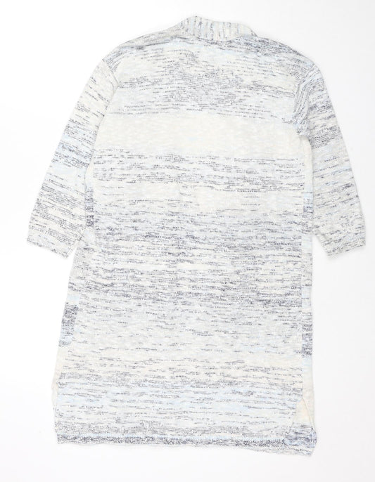 Lands' End Womens Multicoloured V-Neck Striped Cotton Cardigan Jumper Size XS