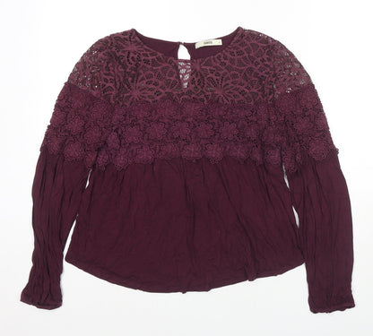 Womens UK Size S Oasis Purple Basic Button-Up