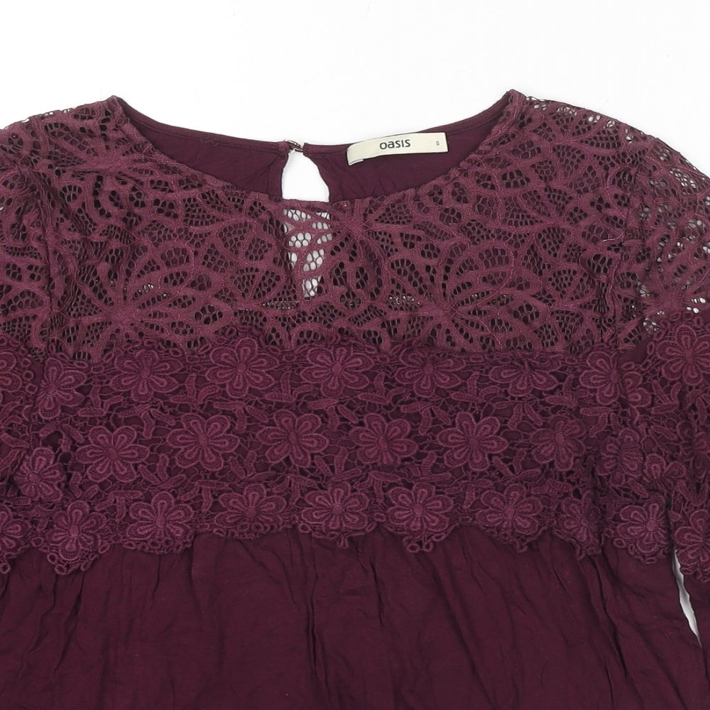 Womens UK Size S Oasis Purple Basic Button-Up