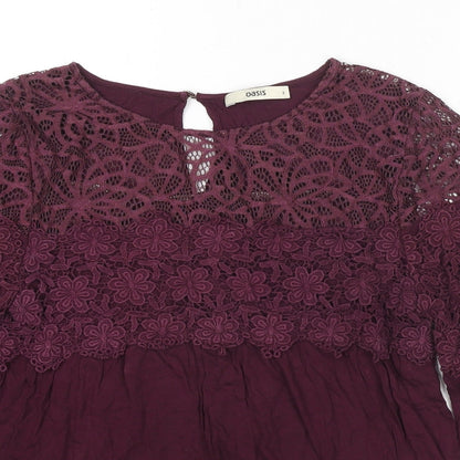 Womens UK Size S Oasis Purple Basic Button-Up
