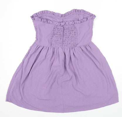 Nasty Gal Womens Purple Polka Dot Polyester Trapeze & Swing Size 14 Sweetheart Zip - Strapless