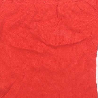 Miss Selfridge Womens Red Cotton Basic T-Shirt Size 10 Off the Shoulder