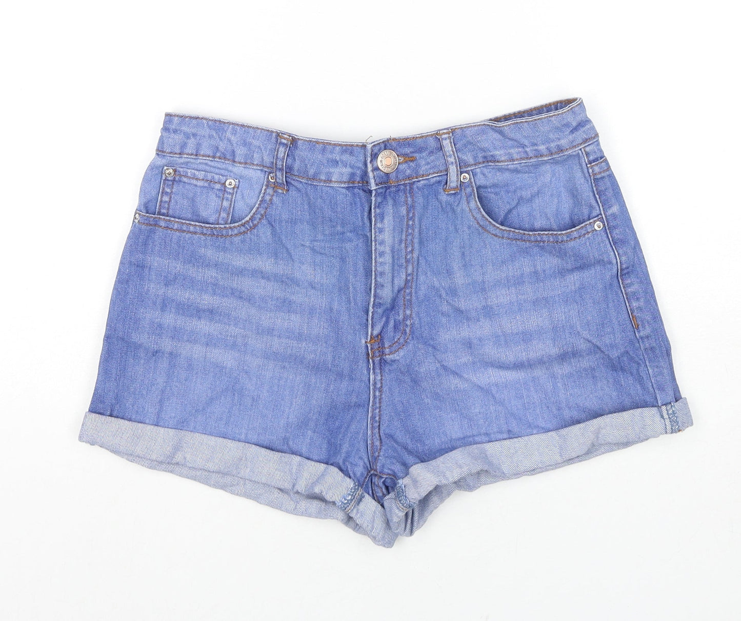 FOREVER 21 Womens Blue Cotton Boyfriend Shorts Size 27 in L3 in Regular Zip