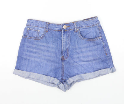 FOREVER 21 Womens Blue Cotton Boyfriend Shorts Size 27 in L3 in Regular Zip