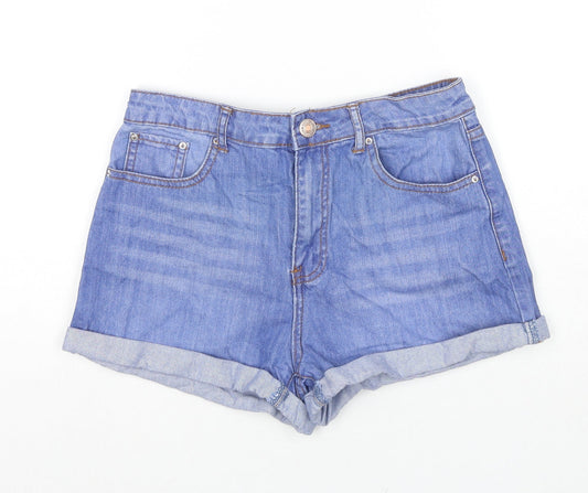 FOREVER 21 Womens Blue Cotton Boyfriend Shorts Size 27 in L3 in Regular Zip