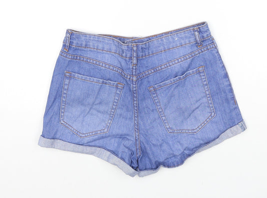 FOREVER 21 Womens Blue Cotton Boyfriend Shorts Size 27 in L3 in Regular Zip