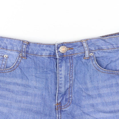 FOREVER 21 Womens Blue Cotton Boyfriend Shorts Size 27 in L3 in Regular Zip