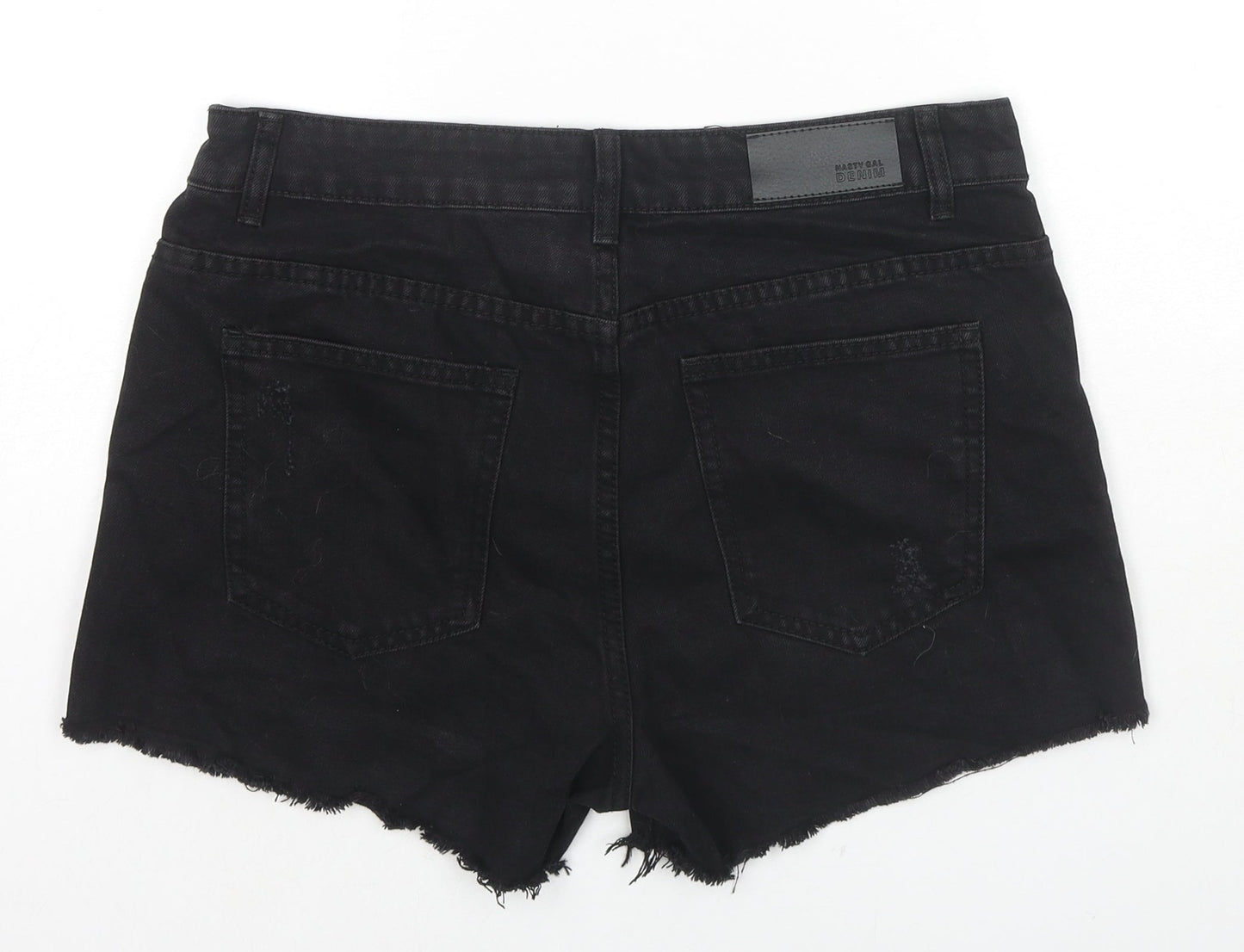 Nasty Gal Womens Black Cotton Cut-Off Shorts Size 12 L3 in Regular Zip