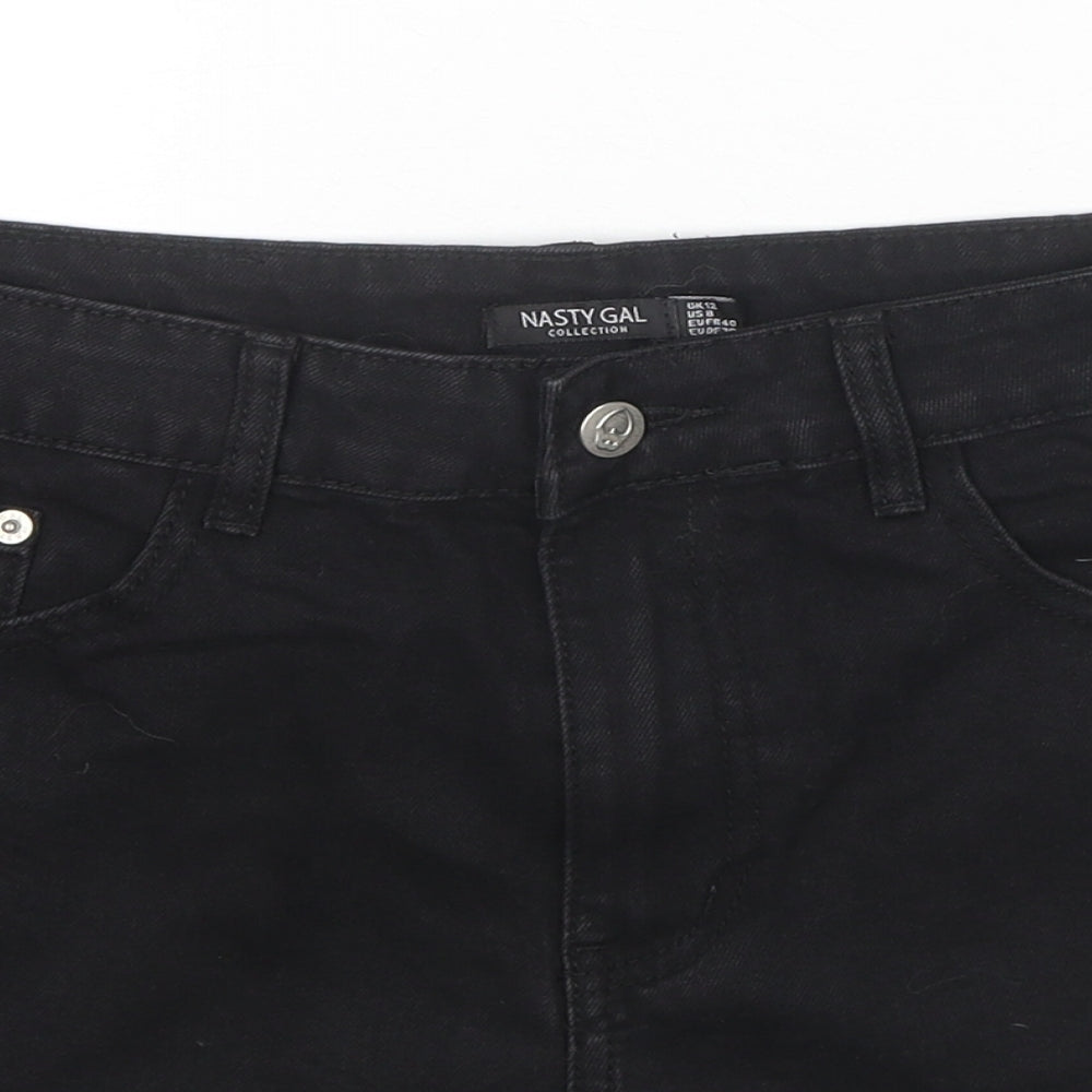 Nasty Gal Womens Black Cotton Cut-Off Shorts Size 12 L3 in Regular Zip