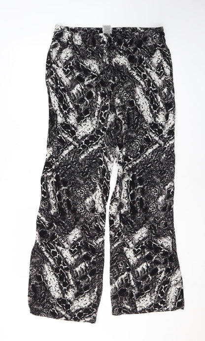 Joan Vass Womens Black Animal Print Viscose Trousers Size M L29 in Regular Drawstring - Snake Skin Print