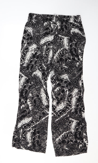 Joan Vass Womens Black Animal Print Viscose Trousers Size M L29 in Regular Drawstring - Snake Skin Print