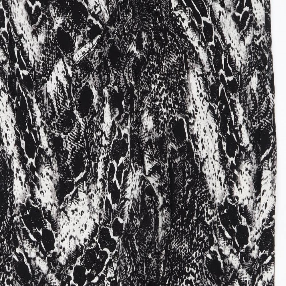 Joan Vass Womens Black Animal Print Viscose Trousers Size M L29 in Regular Drawstring - Snake Skin Print
