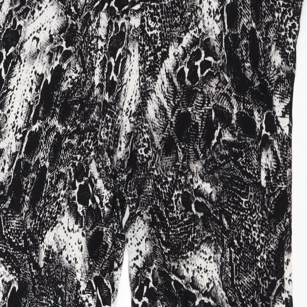 Joan Vass Womens Black Animal Print Viscose Trousers Size M L29 in Regular Drawstring - Snake Skin Print