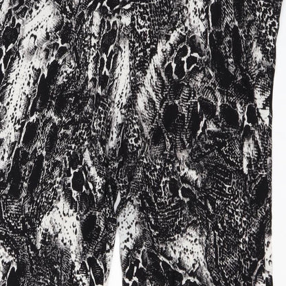 Joan Vass Womens Black Animal Print Viscose Trousers Size M L29 in Regular Drawstring - Snake Skin Print