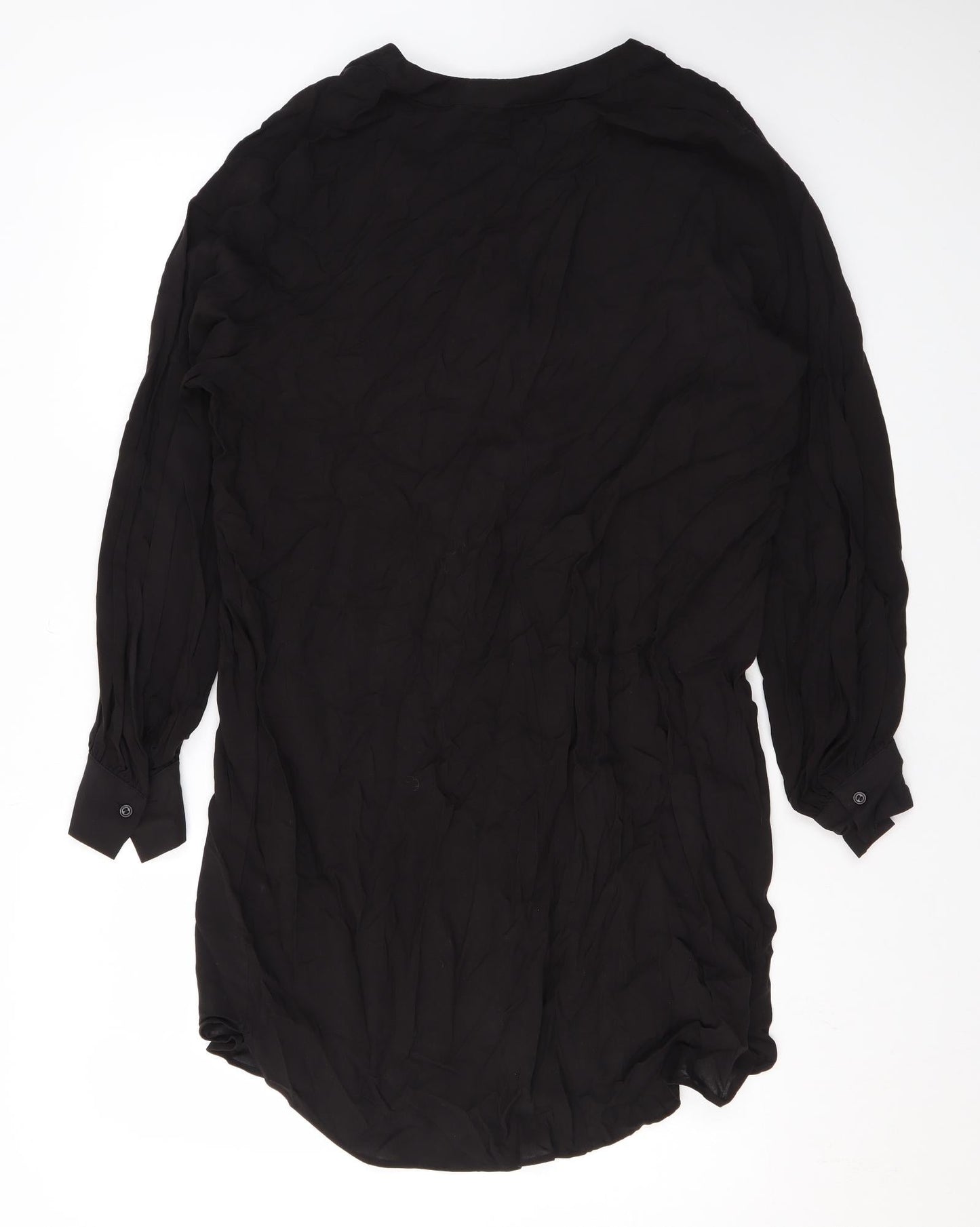 H&M Womens Black Viscose A-Line Size S V-Neck Button