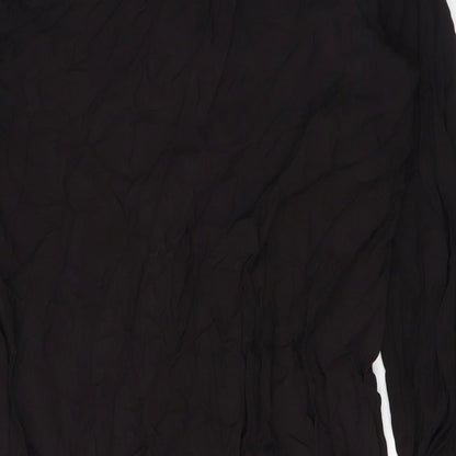 H&M Womens Black Viscose A-Line Size S V-Neck Button