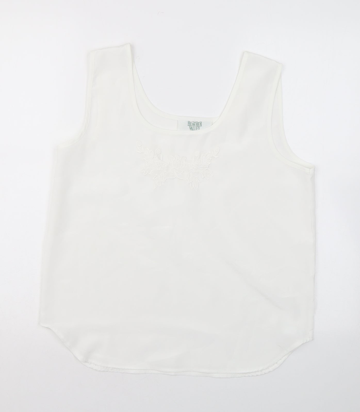Womens UK Size 12 Heather Valley White Basic Tank