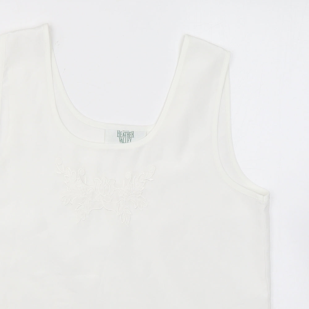 Womens UK Size 12 Heather Valley White Basic Tank