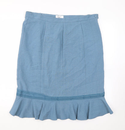 Klass Womens Blue Polyester Straight & Pencil Skirt Size 16 Zip