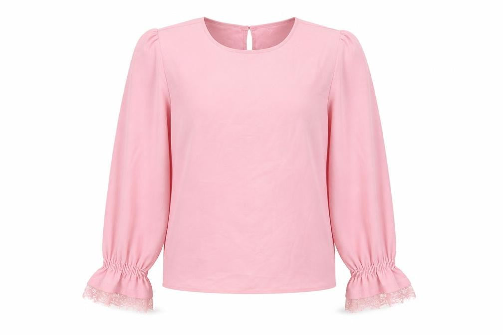Womens UK Size S Pieces Pink Basic Blouse