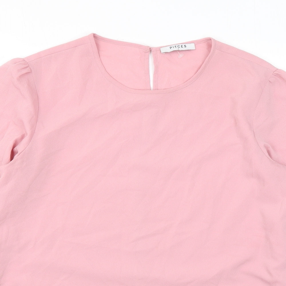 Womens UK Size S Pieces Pink Basic Blouse