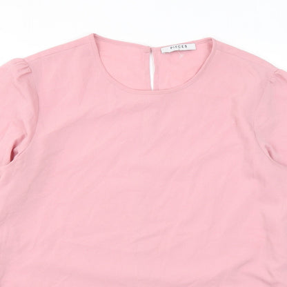 Womens UK Size S Pieces Pink Basic Blouse