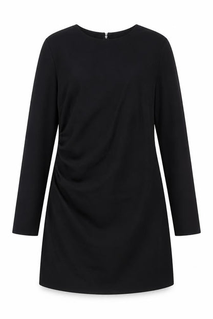 H&M Womens Black Polyester A-Line Size L Round Neck Zip