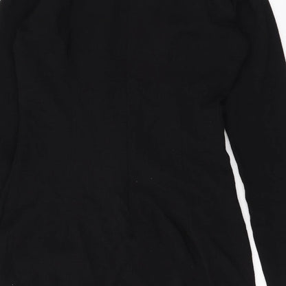 H&M Womens Black Polyester A-Line Size L Round Neck Zip