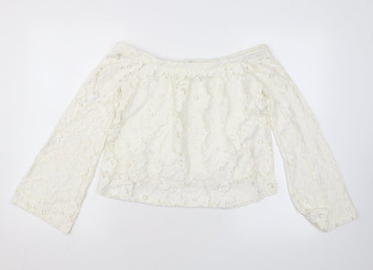 Womens UK Size 8 River Island Ivory Basic Blouse
