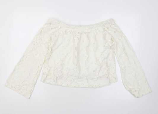 Womens UK Size 8 River Island Ivory Basic Blouse